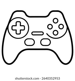 Game controller line art icon on white background.