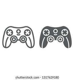 Game controller line and glyph icon, game and play, joystick sign, vector graphics, a linear pattern on a white background, eps 10.