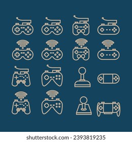 Game controller line icons set. Vector illustration. Editable stroke.