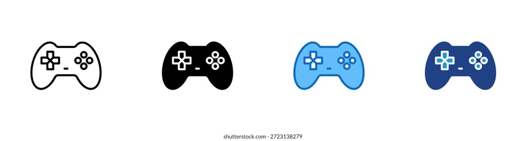 Vector de diseño de íconos de estilo múltiple: joystick de juego que representa el juego, el entretenimiento, el control de la consola y la interacción de juegos digitales
