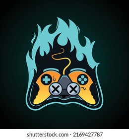 controlador de juegos en vector de incendio muestra el logotipo de mascota. utilizado por los jugadores y los streamers como su logotipo, símbolo o imagen de perfil. Representa juegos en línea. poner en los postes o imprimir como pegatina o en camiseta