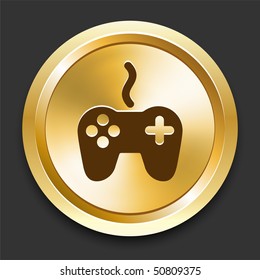 Controlador de juegos en botón de Internet dorado Ilustración original