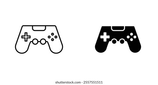 Game controller outlined and solid icon vector collection.