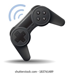 Game controller or game pad wireless for computer and console video games icon isolated on white background. Vector illustration
