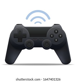 Game controller or game pad wireless for control computer and console video games. Gamepad wireless controller black isolated on white background. Vector illustration