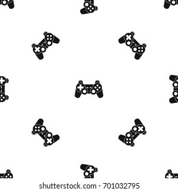 Game controller pattern repeat seamless in black color for any design. Vector geometric illustration