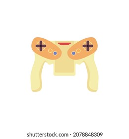Game controller, play digital console, gadget for playing computer video games. Icon of gamepad, entertainment device for gamers. Flat cartoon vector isolated illustration.