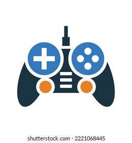 Game, controller, PlayStation icon. Editable vector logo.