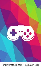 Game Controller Poster with Rainbow Color Polygon or Geometric for Geek Gamers. Vector Illustration for Graphic Design, E-sport, Shirt, Wallpaper, Background and more.  