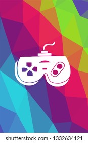 Game Controller Poster with Rainbow Color Polygon or Geometric for Geek Gamers. Vector Illustration for Graphic Design, E-sport, Shirt, Wallpaper, Background and more.  