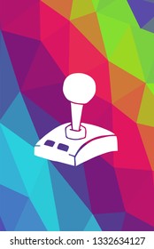 Game Controller Poster with Rainbow Color Polygon or Geometric for Geek Gamers. Vector Illustration for Graphic Design, E-sport, Shirt, Wallpaper, Background and more.  