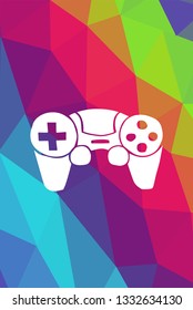 Game Controller Poster with Rainbow Color Polygon or Geometric for Geek Gamers. Vector Illustration for Graphic Design, E-sport, Shirt, Wallpaper, Background and more.  