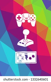 Game Controller Poster Rainbow Color Polygon Stock Vector (Royalty Free ...