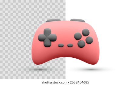 Game Controller Rendered in Soft 3D Cartoon Style with Matte Texture and Rounded Buttons, Centered Floating View, Ideal for Gaming, Esports, and Technology Concepts. Vector Illustration.