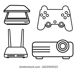 Ícones vetoriais do scanner do roteador do controlador de jogo