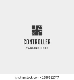 game controller simple logo line template vector icon element