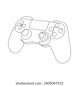 Game controller Single continuous line drawing video games PlayStation gaming controller. One line draw graphic design vector illustration
