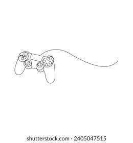 Game controller Single continuous line drawing video games PlayStation gaming controller. One line draw graphic design vector illustration
