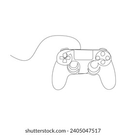 Game controller Single continuous line drawing video games PlayStation gaming controller. One line draw graphic design vector illustration
