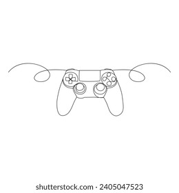 Game controller Single continuous line drawing video games PlayStation gaming controller. One line draw graphic design vector illustration
