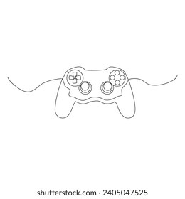 Game controller Single continuous line drawing video games PlayStation gaming controller. One line draw graphic design vector illustration
