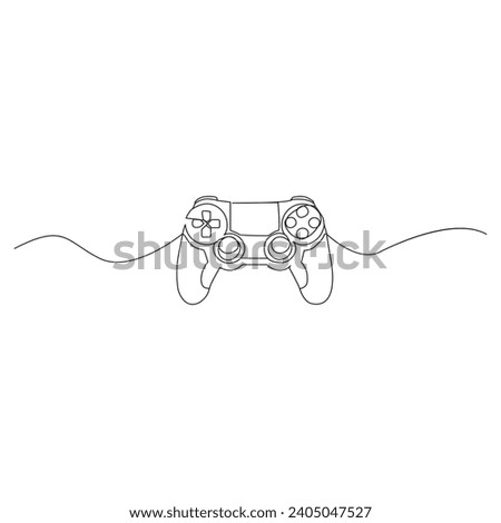 Game controller Single continuous line drawing video games PlayStation gaming controller. One line draw graphic design vector illustration
