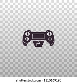 Game controller for smartphone or tablet - black silhouette icon on isolated transparebt background. Mobile phone gamepad, joypad, joystick vector illustration. 