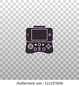 Game controller for smartphone or tablet - black silhouette icon on isolated transparent background. Mobile phone gamepad, joypad, joystick in outline design. 