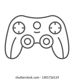 Game controller thin line icon, game and play, joystick sign, vector graphics, a linear pattern on a white background, eps 10.