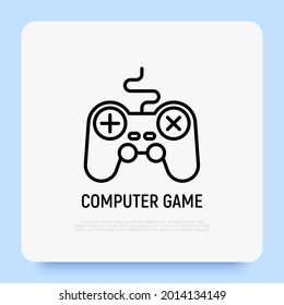 Game controller thin line icon, symbol of video game. Modern vector illustration.