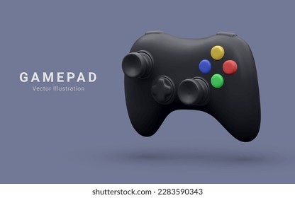 Game controller in vector. Black Joystick vector illustration. Gamepad for game console. 3D render