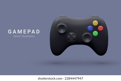 Game controller in vector. Black Joystick vector illustration. Gamepad for game console. 3D render