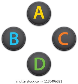 Game controller vector buttons isolated on white background.
