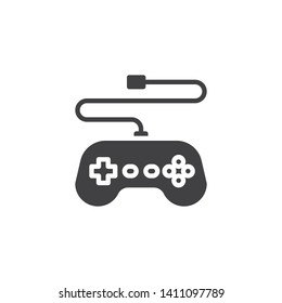 Game controller vector icon. Gamepad filled flat sign for mobile concept and web design. Wired Joystick glyph icon. Symbol, logo illustration. Vector graphics