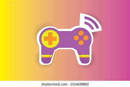 Game Controller Vector Icon Illustration. Gaming Joystick Concept. Gaming Logo Mascot White. Flat Cartoon Style Suitable for Web Landing Page, Banner, Flyer, Sticker, Wallpaper, Background