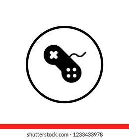 Game controller vector icon, joystick symbol. Simple, flat design for web or mobile app