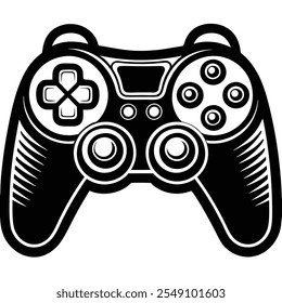 Controlador de juego Ilustración vectorial Video Retro Gaming Controller Icon Blanco y negro Game Pad Gaming Equipment Design Joystick Outline Gráfico