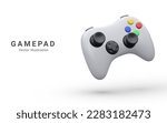 Game controller in vector. Joystick vector illustration. Gamepad for game console. 3D render 