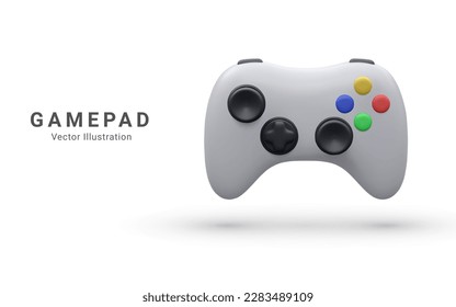 Controlador de juego en vector. Ilustración vectorial de Joystick blanco. Gamepad para consola de juegos. procesado 3D 