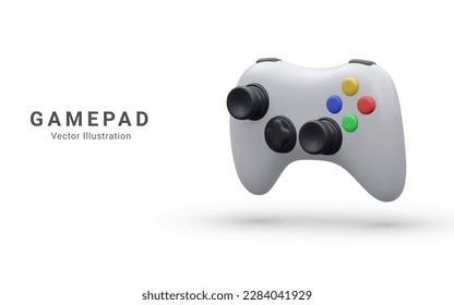 Game controller in vector. White Joystick vector illustration. Gamepad for game console. 3D render 