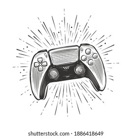 Game controller. Video gamepad sketch vector