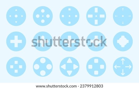 Game controllers buttons. Gamepad video console control button set. Video games joystick, playing device ui button. Vector illustration