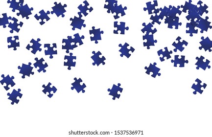 Game conundrum jigsaw puzzle dark blue pieces vector background. Group of puzzle pieces isolated on white. Cooperation abstract concept. Jigsaw gradient plugins.