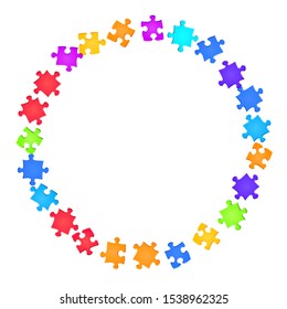Game conundrum jigsaw puzzle rainbow colors parts vector illustration  Top view puzzle pieces isolated white  Cooperation abstract concept  Jigsaw gradient plugins 