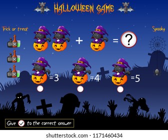Game count the cat witch pumpkin in the halloween theme