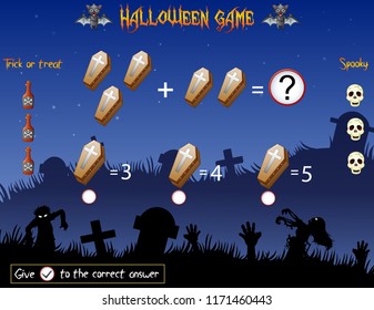 Game count the coffins in the halloween theme