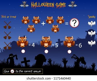 Game count the owl in the halloween theme