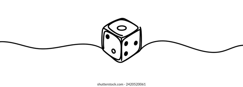 El cubo del juego se dibuja en una línea. Dibujo continuo del contorno de los cubos de juego