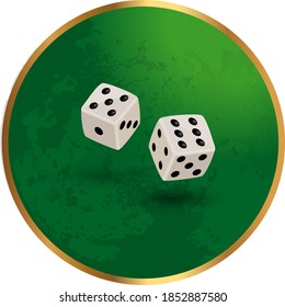 Spielwürfel auf grünem Hintergrund in der Rolle