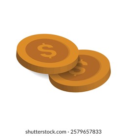 Game currency dollar coins spinning animation for digital assets, mobile UI, and motion graphics. Flat vector.